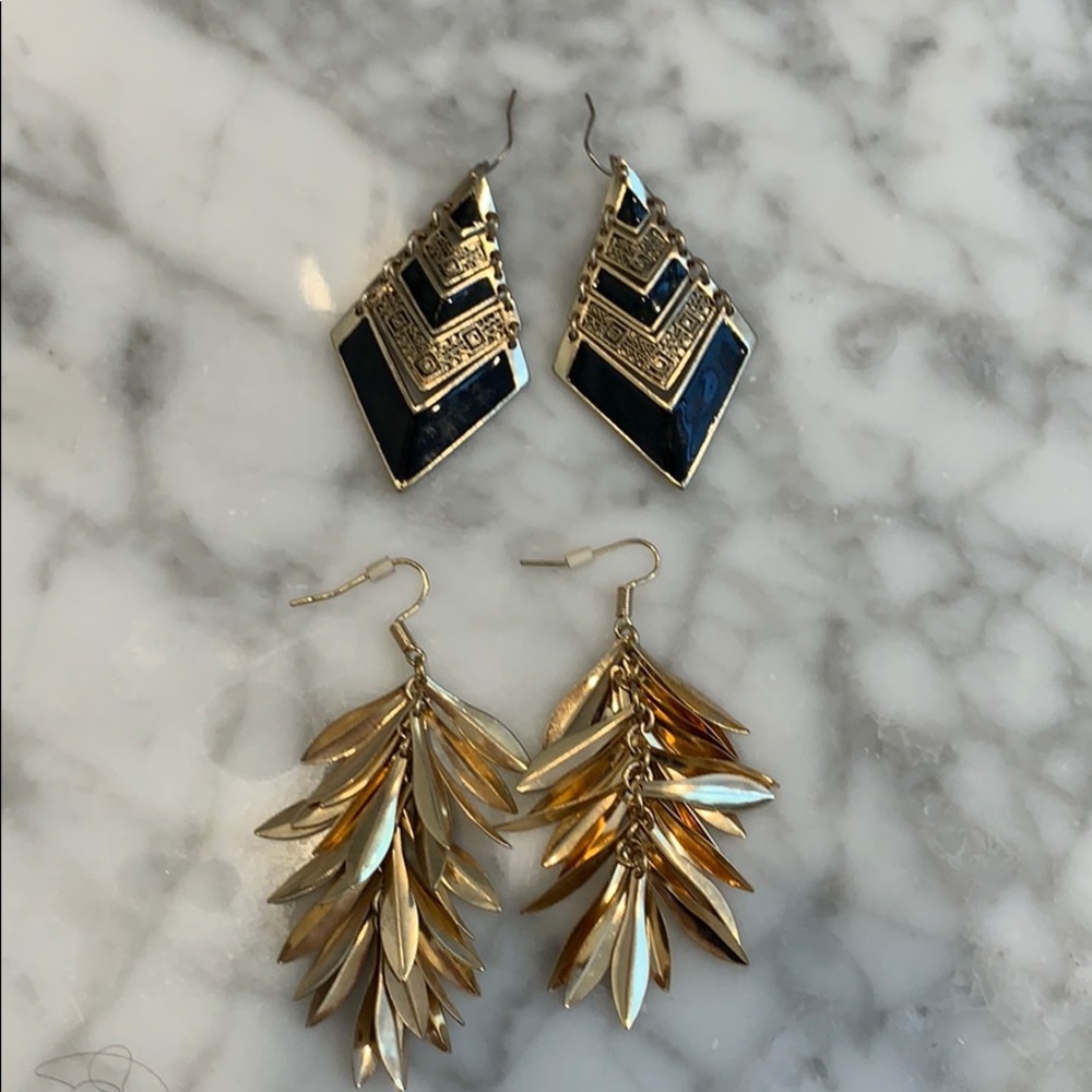 Two pairs of geometric earrings